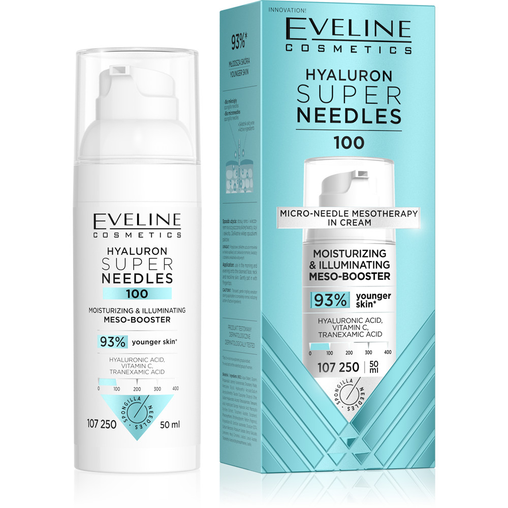 Eveline Super Needles Hyaluron 100 Moisturizing - Brightening Mezo-Booster 50ml