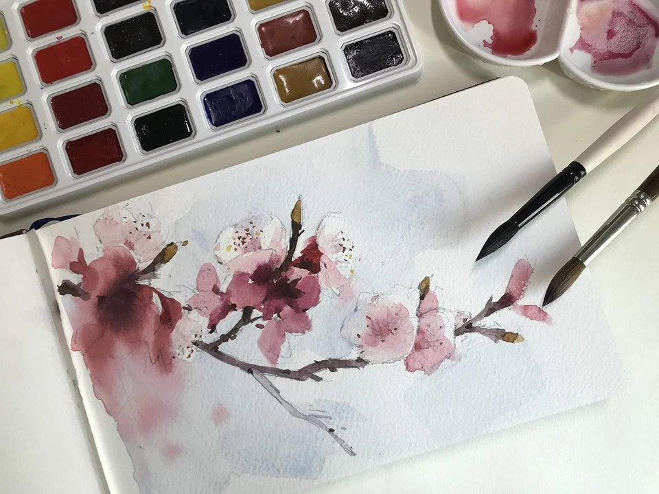 Diario de acuarela, 3,5 x 5,5”, 140 lb, 300 gsm, papel de algodón tumuarta, prensa en frío Foto 2 de 4