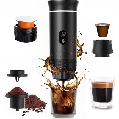 3-in-1 Tragbare Reise Kaffeemaschine, für Wohnmobile, Camping, Wandern und die Schwarz