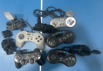 Lot of 5 Retro Controllers Sony DualAnalog SCPH-1180 Interact ProPad 6 Genesis