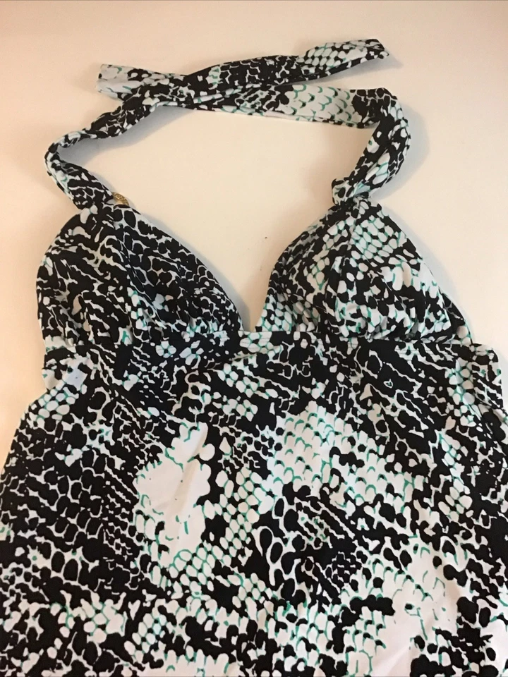 Top de baño para mujer ELLE talla mediana halter estampado animal Foto 2 de 4