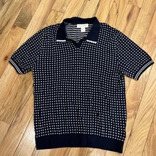 Frederik Anderson Copenhagen Men Navy/White Pullover T-shirt Sz L Short Sleeve