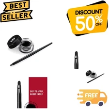 24-Hour Black Waterproof Gel Eyeliner with Professional Brush for Flawless Eyes