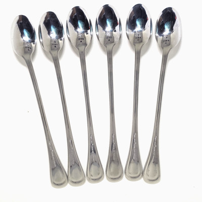 Wallace Nautica set of 6 Iced Tea 7.25'' Spoons with Sailboat & Rope Design