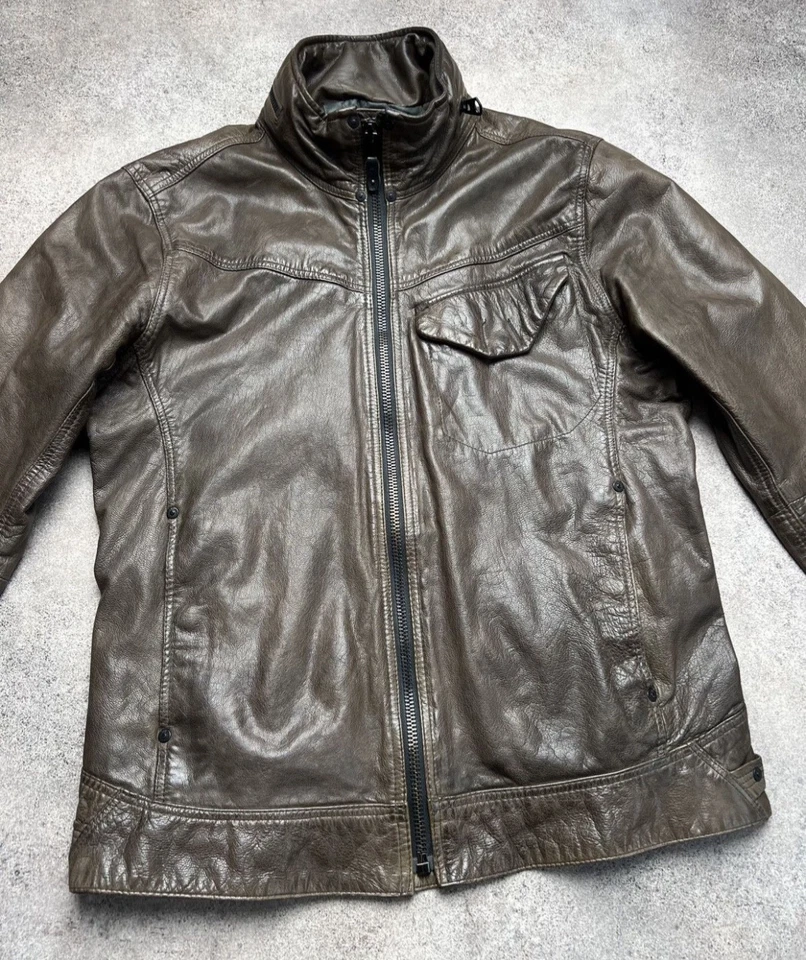 G Star Raw real leather biker jacket - Image 3 of 4