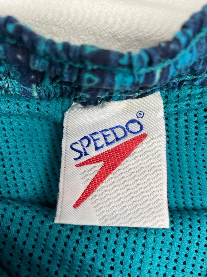 DE COLECCIÓN SPEEDO MUJER NATACIÓN PANTALONES CORTOS TALLA M/L Verde Azul Patrón Cordón Foto 3 de 4