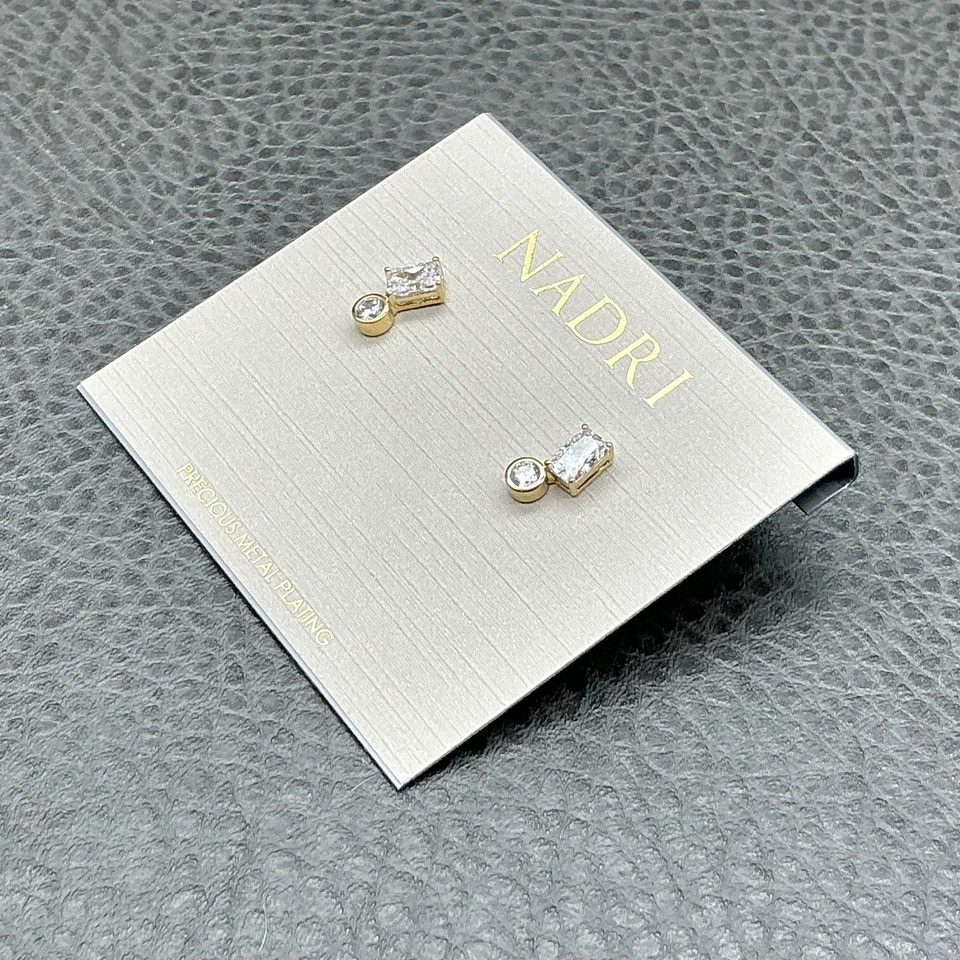 Nadri Earrings Gold Plated Cubic Zirconia Womens Dangle Studs Precious Metal - Image 4 of 4