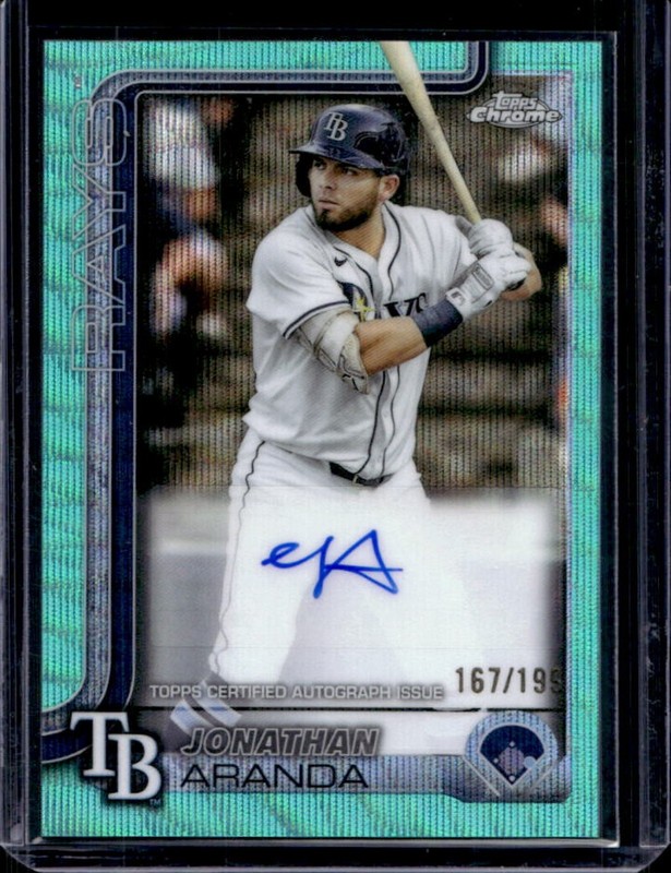 2025 Topps Chrome Update Jonathan Aranda Auto Aqua Wave Refractor #/199 Rays