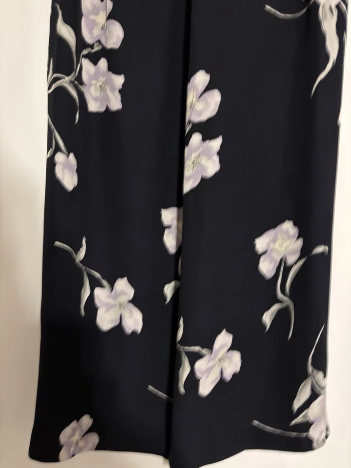 Falda Ann Taylor LOFT 8 Maxi Larga Seda Azul Floral Foto 4 de 4