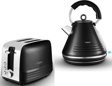 Image of Tower Ash Black & Chrome 1.7L 3KW Pyramid Kettle & 2 Slice Toaster Matching Set