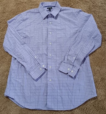 APT 9 Men's Size Large Long Sleeve Button Light Purple Checked Shirt