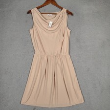 Gap Dress Women's 4 Beige Ruffle Drape Neck Sleeveless Lightweight Preppy NWT