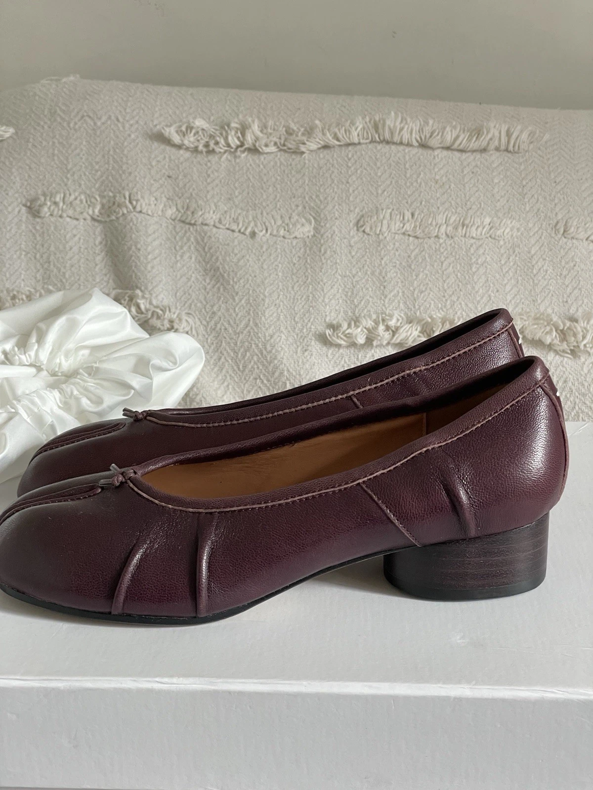 Maison Margiela Tabi Black Leather Ballet Flats Women 39