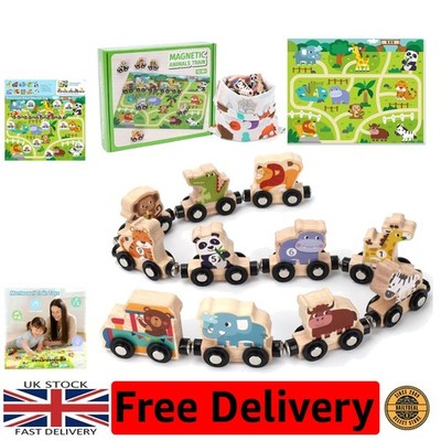Tiermotiv pädagogisches Holzeisenbahn-Set für 1-4 - perfekte Geschenkidee!