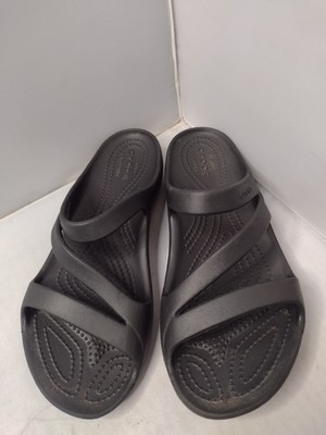 Crocs Kadee II Slide Sandals 8 Womens Black Rubber Slip-On Comfort Y