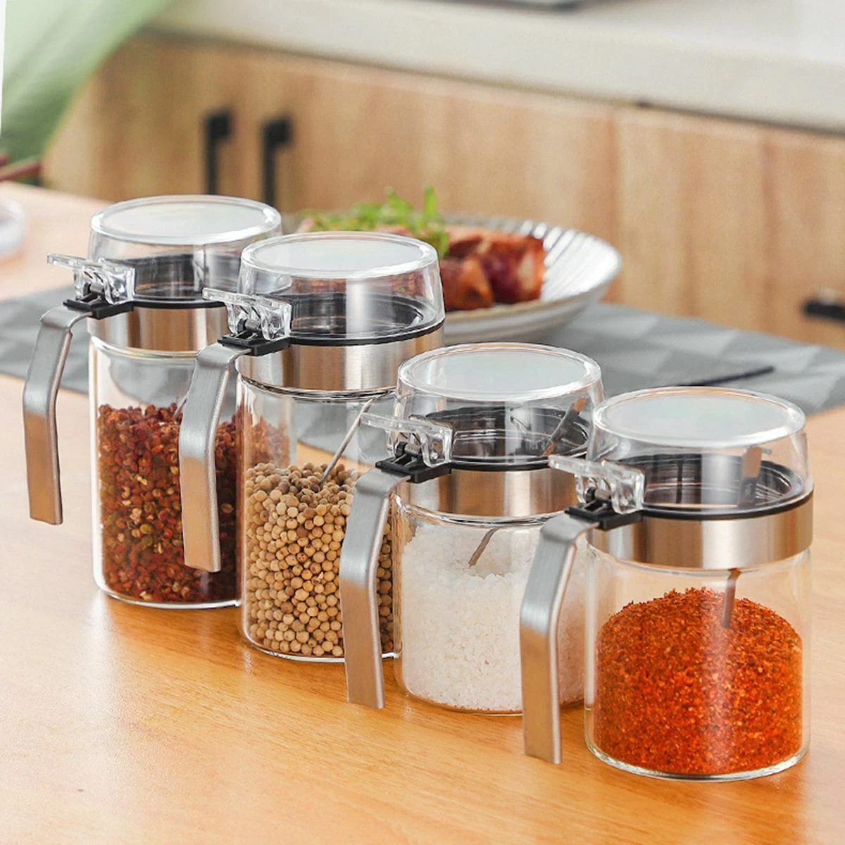 Salt Stainless Steel Storage Container Spice Jar Condiment Pot Seasoning  Bottle