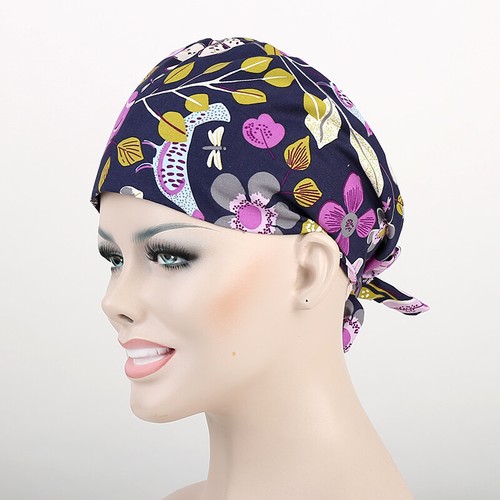 Womens/Mens Florals Printed Cap Scrub Hat/Cap Head Wear Adjustable Accessories - Picture 297 of 660