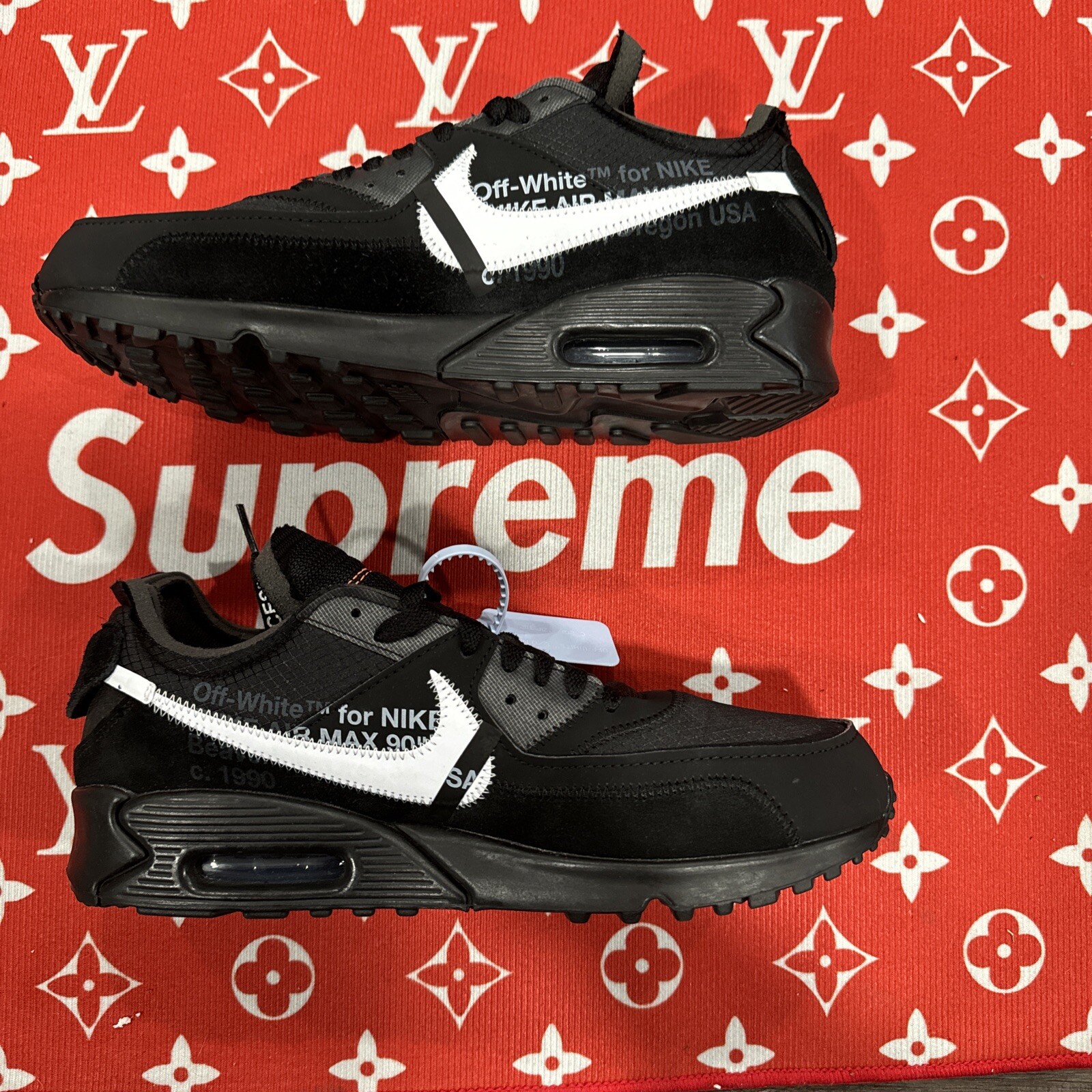 OFF WHITE X NIKE Taglia 11 Nike Air Max 90 x OFF WHITE nere 2019 VNDS indossate una volta