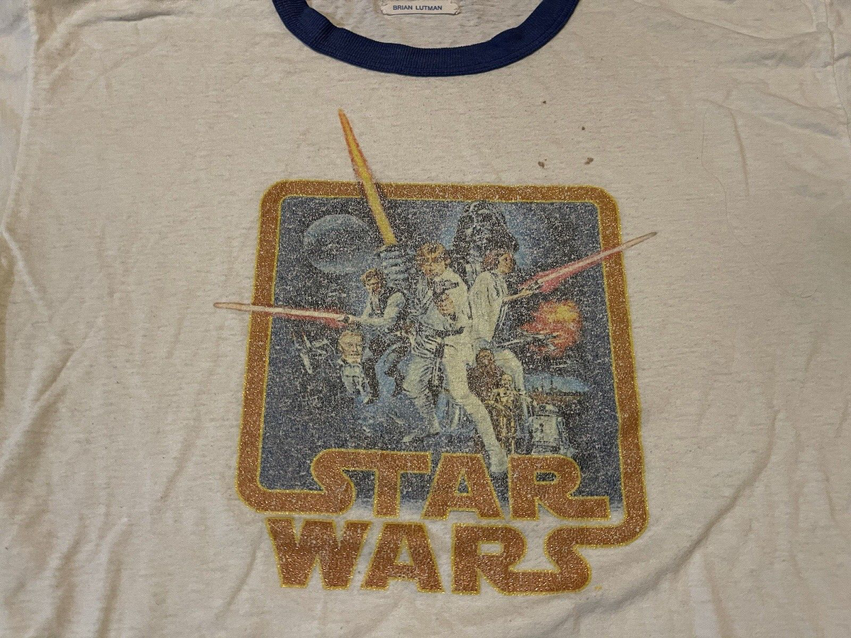 Vintage Star Wars Movie S/S White Blue Trim Ringer T-Shirt - Men's