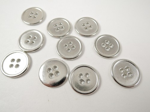 10 x 18mm Silver Metal 4 Holes Sewing Buttons 6/8 Inch - Picture 6 of 6