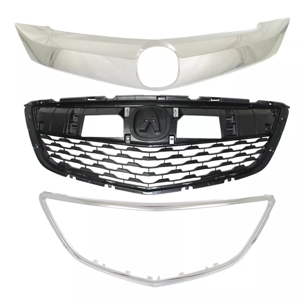 Front Upper Bumper Grille With Moulding For Acura MDX 2014-2016 – Black & Chrome Honeycomb 3 thumbnail image