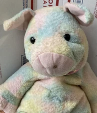 JCPenney JC J C Penney  Stuffed Plush Pastel Tie Dye Big Pig Toy 16" 22"