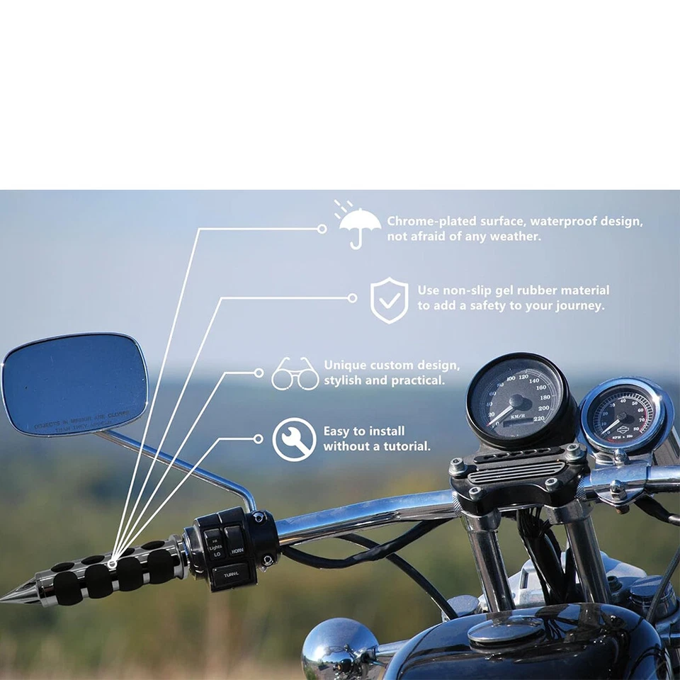 Empuñaduras de manillar de motocicleta Spike de 1" para Harley Sportster XL883 XL1200 hierro Foto 3 de 4