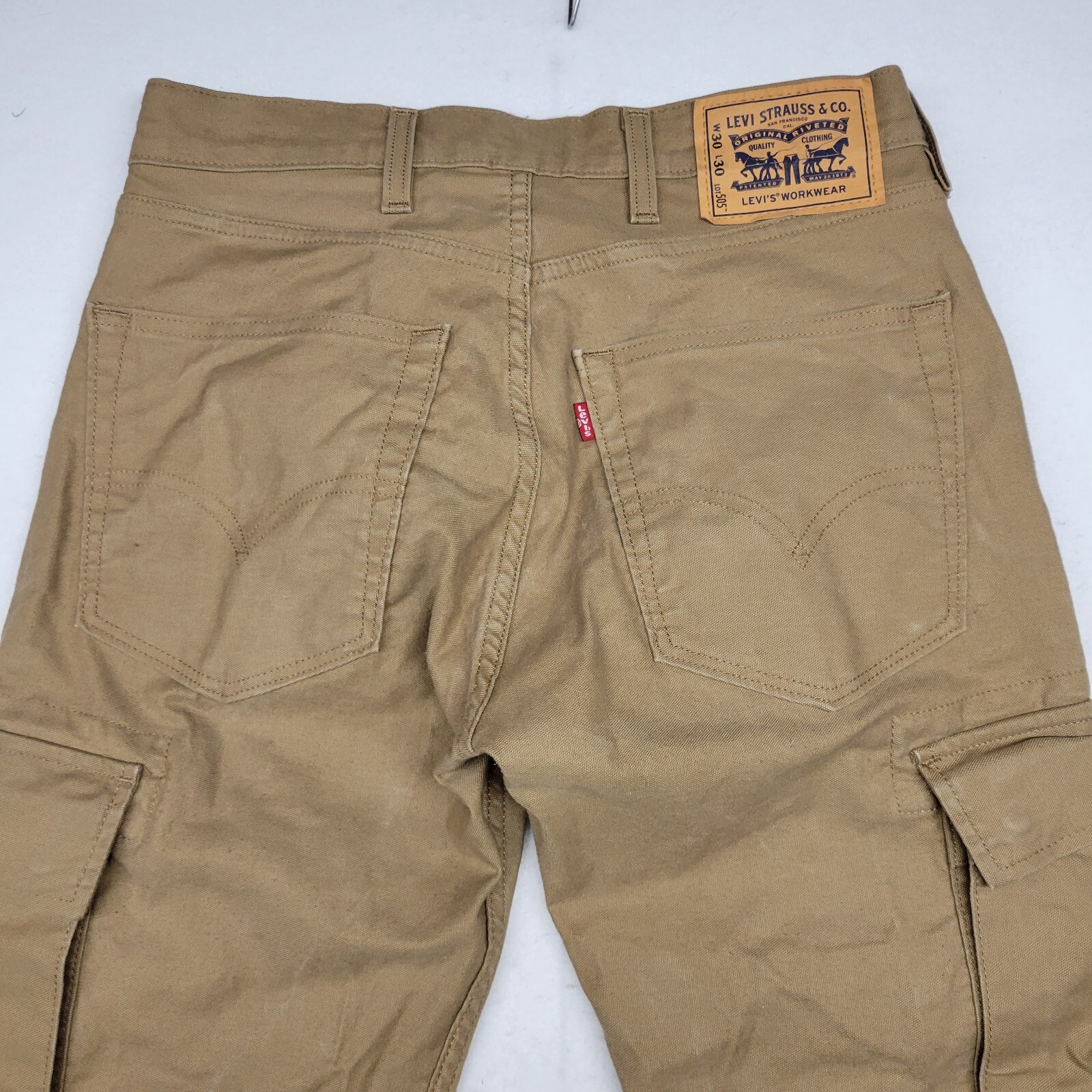 Levis 505 Workwear Pants Mens 30x30 Beige Khaki Cargo… Gem