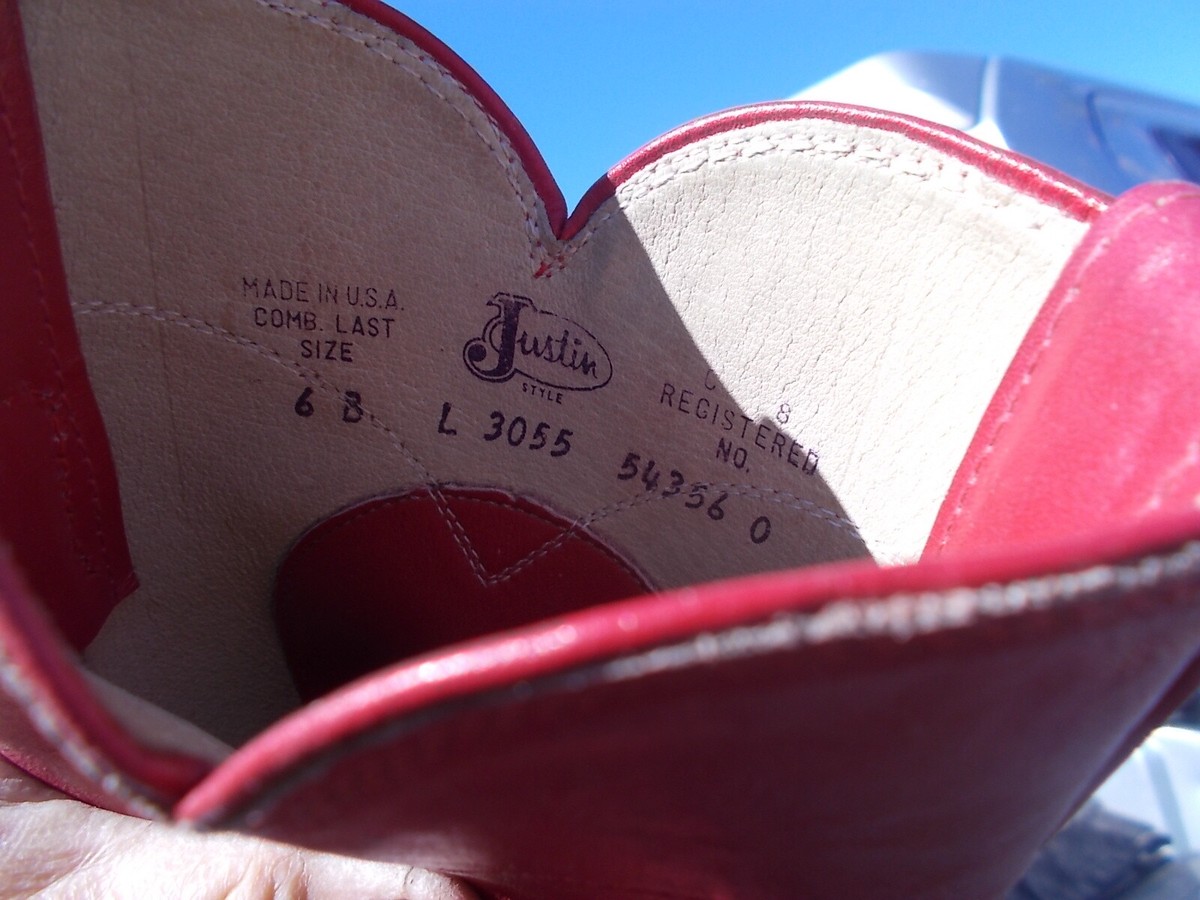 Vintage RED Justin Roper Style L 3055 Western Cowboy Cowgirl Boots