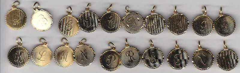 14KT GOLD PLATEDLETTER A ROUND INITIAL DISC CHARM - Image 2 of 2