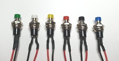 Power/Reset vorverdrahtet Drucktastenschalter - 5 mm - Farbe wählbar - kostenloser Versand im Vereinigten Königreich