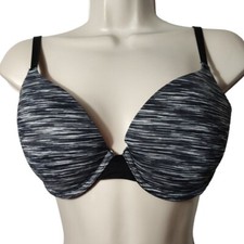 Victorias Secret PINK Wear Everywhere Push Up Pigeonnant Bra Size 32DD Black