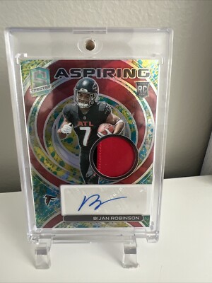 2023 Spectra Aspiring Patch Autographs #2 Bijan Robinson Neon Splatter #4/8