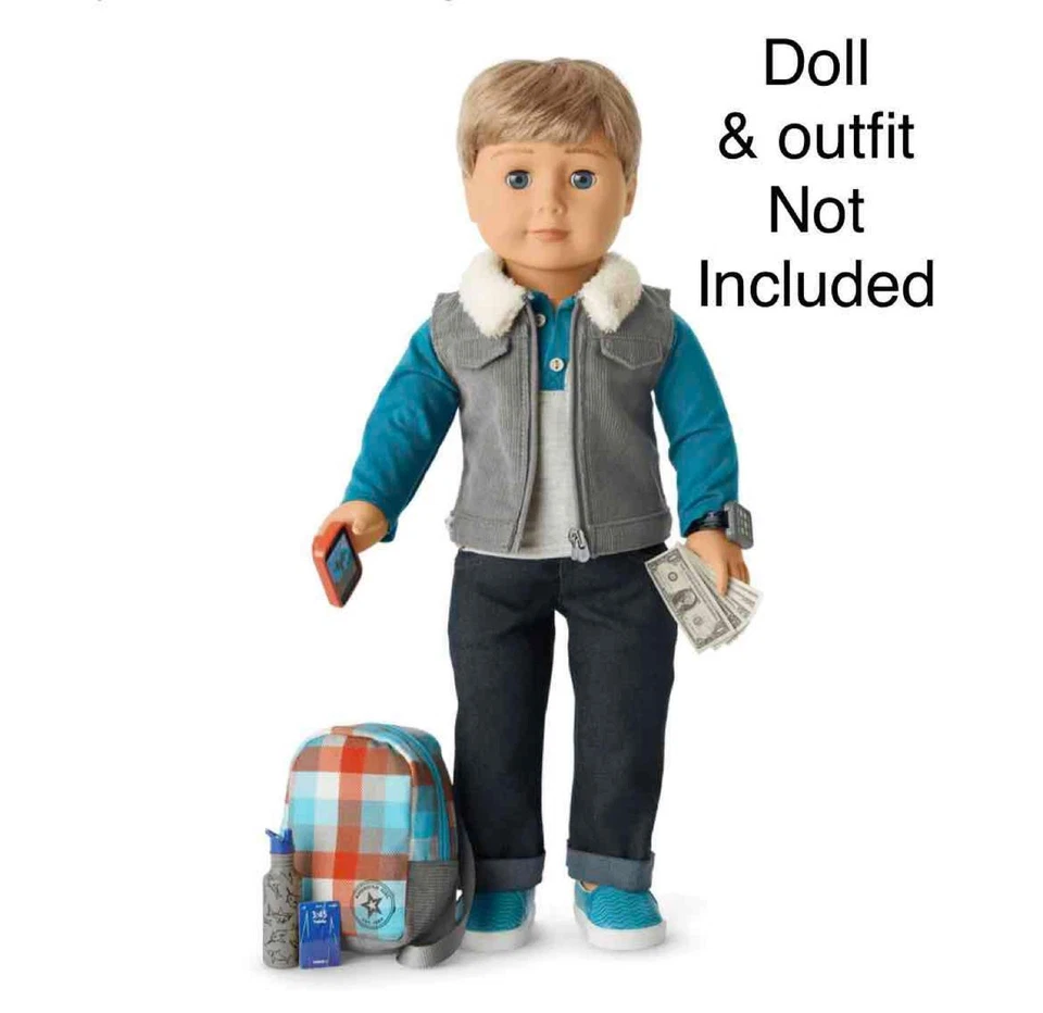 New American Girl Boy Casual & Cool Accessories Set~Vest Backpack Watch Phone - Image 2 of 4