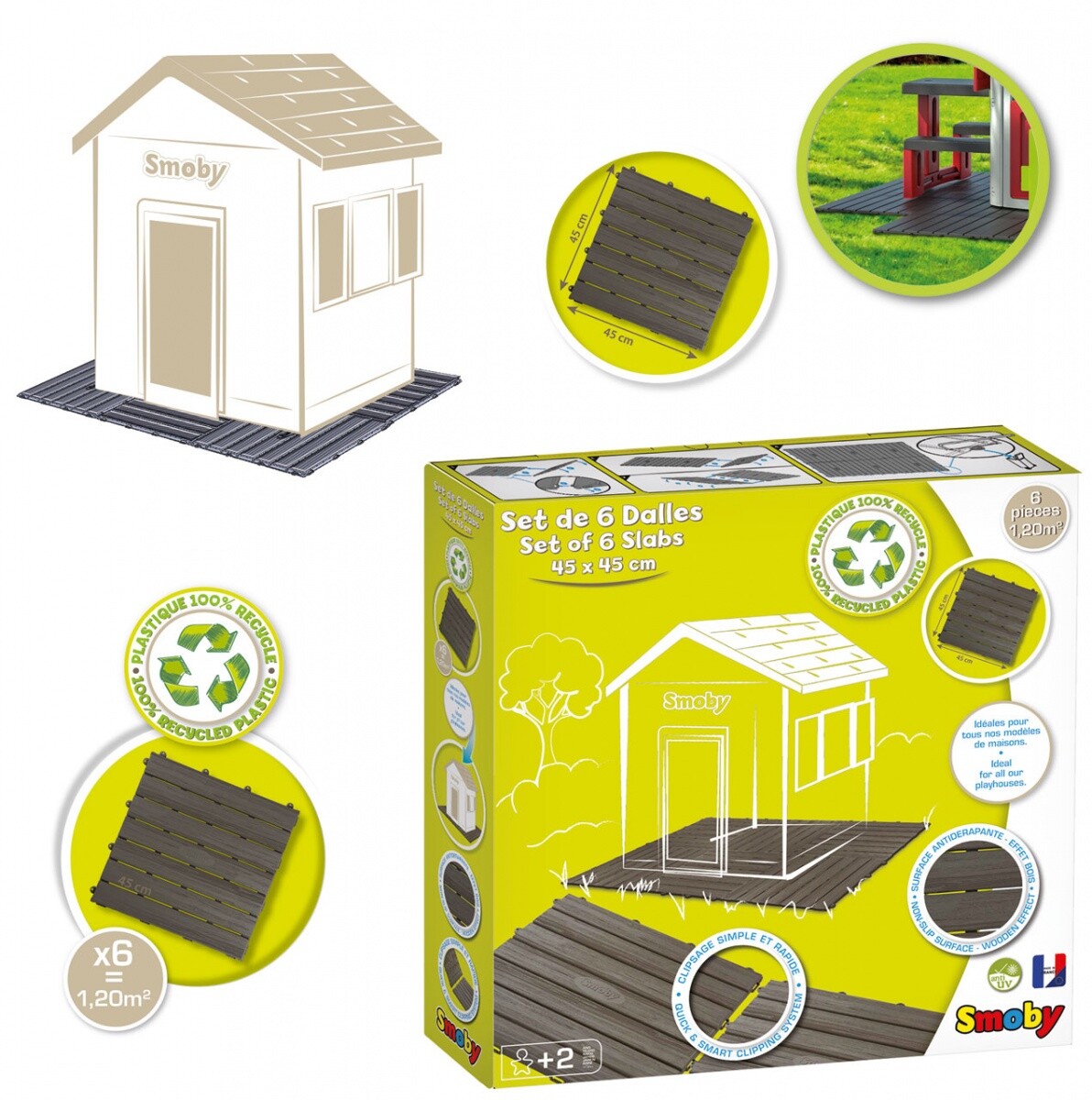 Smoby Bodenplatten-Set mit Klicksystem, Gartenspielgerät 6 Stück / Karton beschä - Image 5