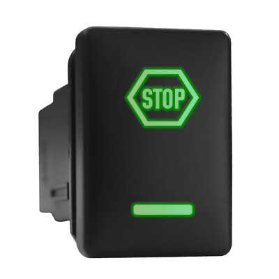 STOP Green LED Backlit Switch Short Push Button 1.28''x 0.87'' (Fit: Toyota)