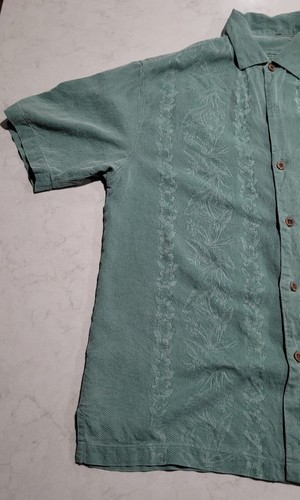 Tommy Bahama Relax 100% Silk Mint Green Hibiscus Floral Hawaiian Tropical M NWOT - Picture 6 of 19