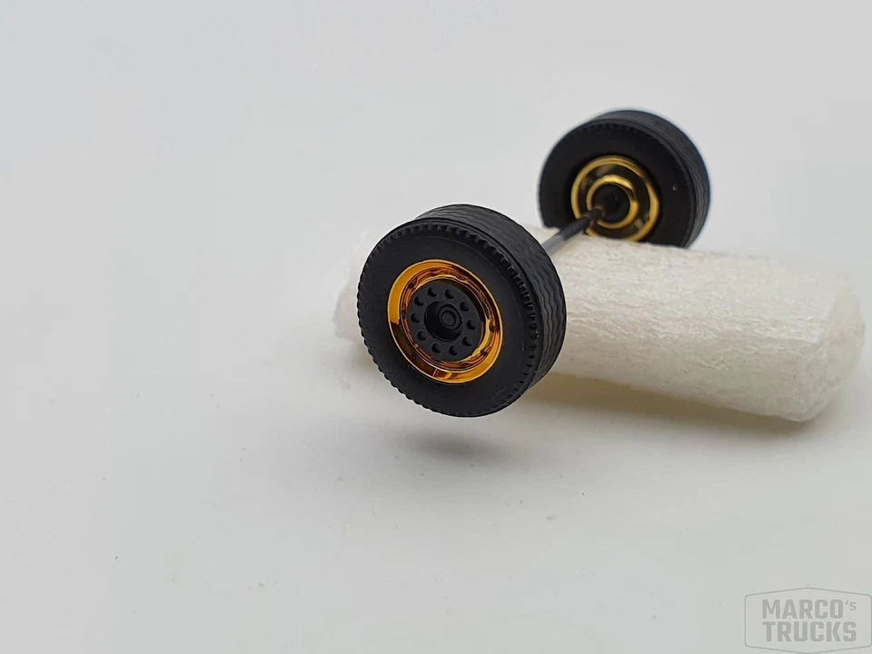 Herpa Radsatz gold-chrom/schwarz Medi Breitreifen Vorder Auflieger 690120e /HR58