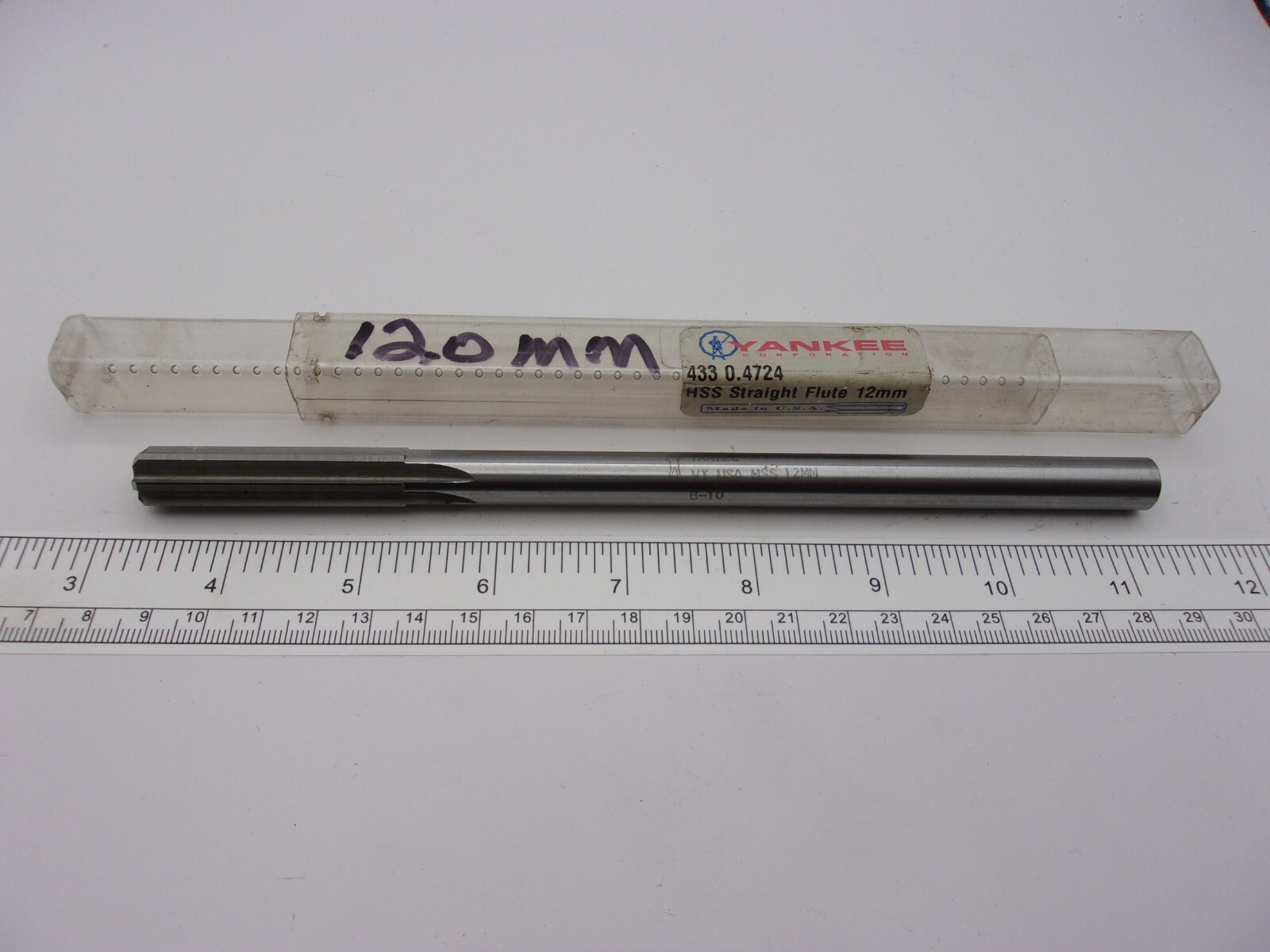 YANKEE 12MM, 3350.4724, HSS CHUCKING REAMER, 6 FLT, STRAIGHT FLUTE