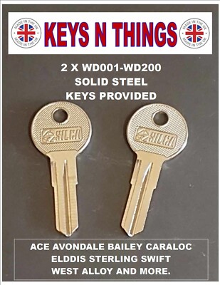 2 x ACE AVONDALE BAILEY ELDDIS STERLING SWIFT Schlüssel zum Code WD001 - WD200