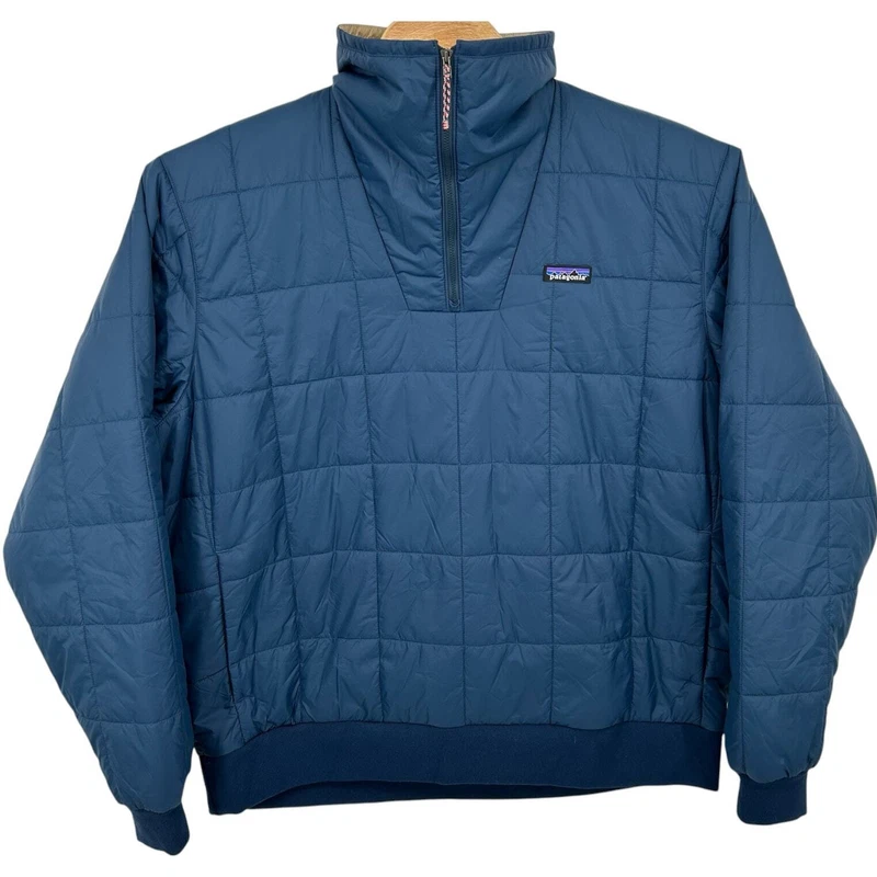 patagonia box quilted 1/4 zip nylon jacket
