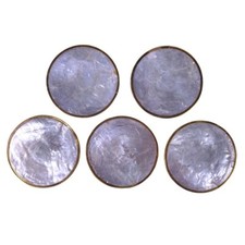 Vintage 3 Inch Mother of Pearl Capiz Shell Coasters With Cork Backing Lot of 5