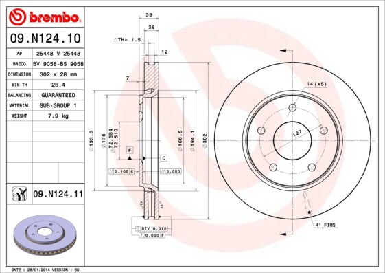 Brembo Bremsscheiben InnenbelüFtet Vorne Rechts Links FüR Fiat Freemont-image