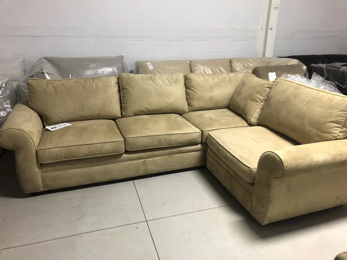 Pottery Barn Pearce Couch Oat Everyday Suede round arm Sectional Sofa 112x81