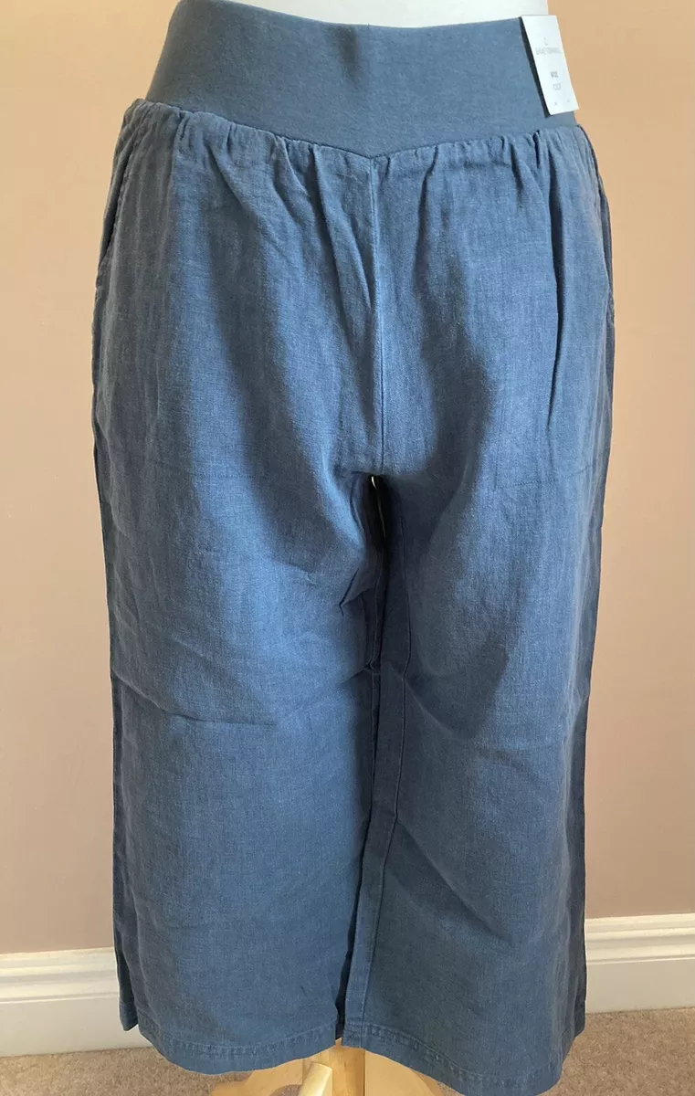 Seasalt Cropped Trousers Size 12 Linen Lunar Light Crops Deep Teal