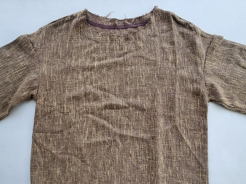 Men's Casual Crew Neck Drop Shoulder 3/4 Sleeve Frayed Fringed Top Shirt - Picture 4 of 18