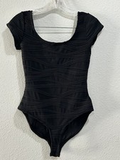 Forever 21 Black Short Sleeve Low Back Bodysuit SZ Small
