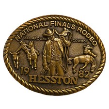 1982 Rodeo Belt Buckle Hesston NFR National Finals All Around Cowboy
