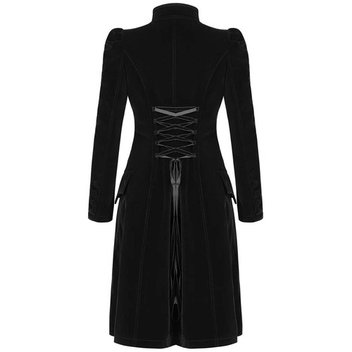 Abrigo hecho a mano para mujer Chaqueta Vespertine Abrigo de longitud media Abrigo de terciopelo negro/EE. UU. - Imagen 3 de 9