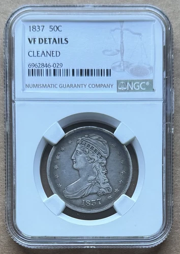 1837 50C NGC VF DETAILS 1837 CAPPED BUST HALF DOLLAR SILVER 50c